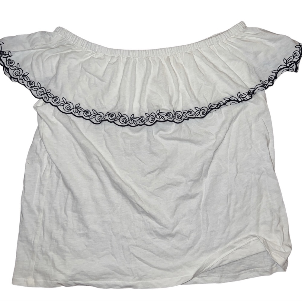 J Crew Strapless Shirt with Ruffles - L